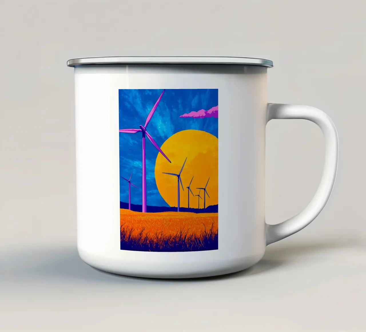 Turbine eoliche - Pop Art tazza in smalto da ColorCrash Gallery