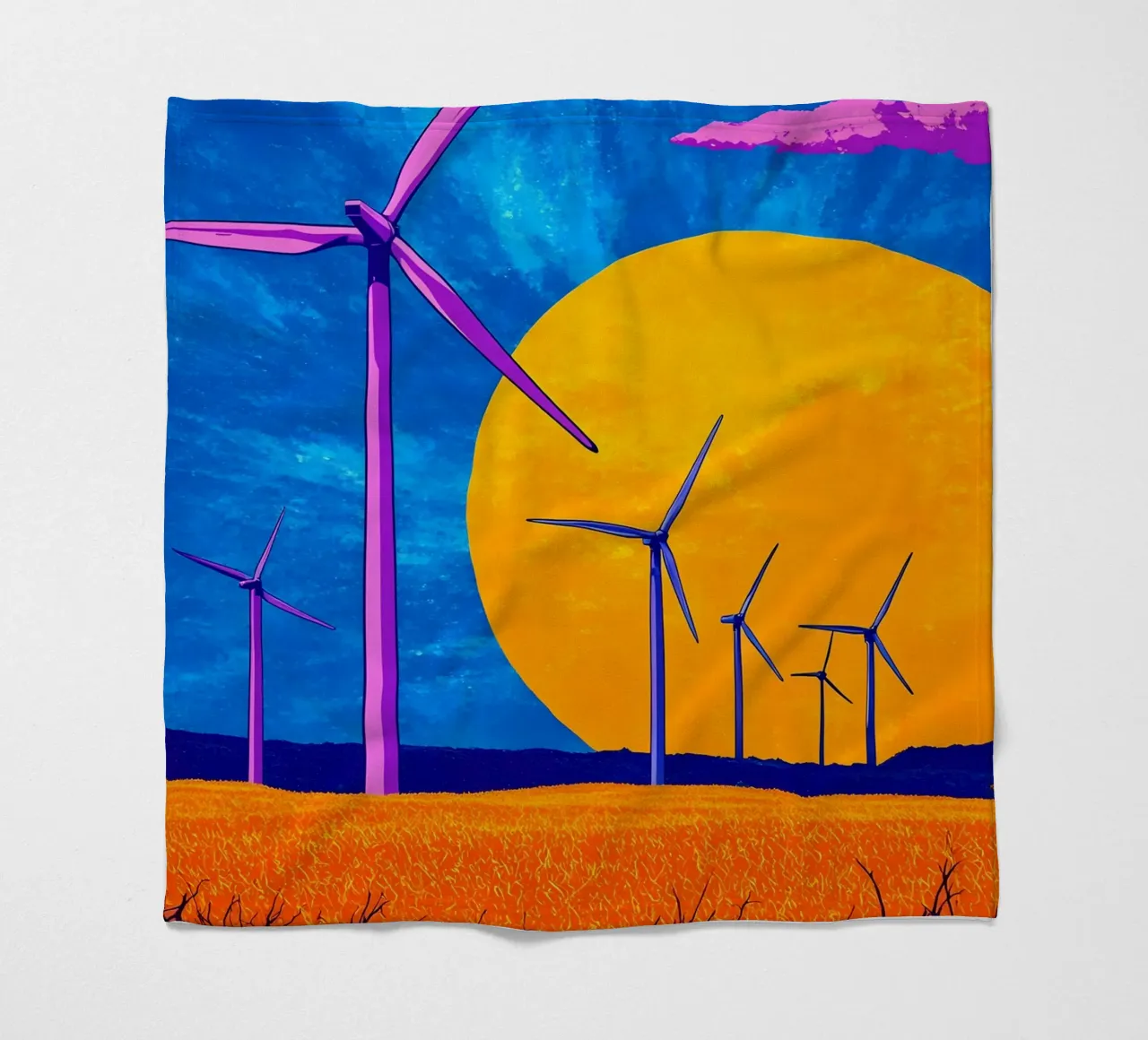 Turbine eoliche - Pop Art coperta in pile da ColorCrash Gallery