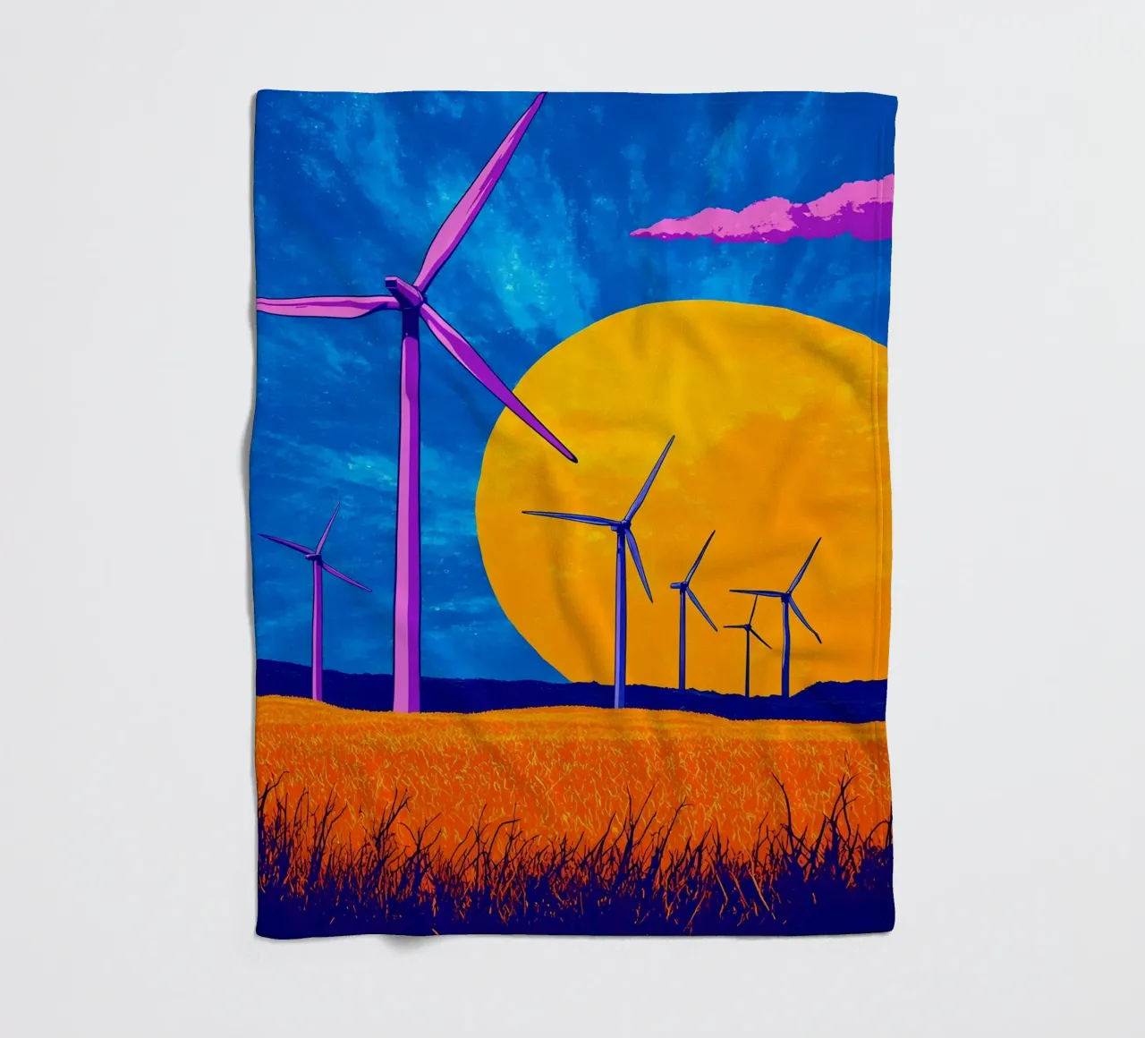 Turbine eoliche - Pop Art coperta in pile da ColorCrash Gallery