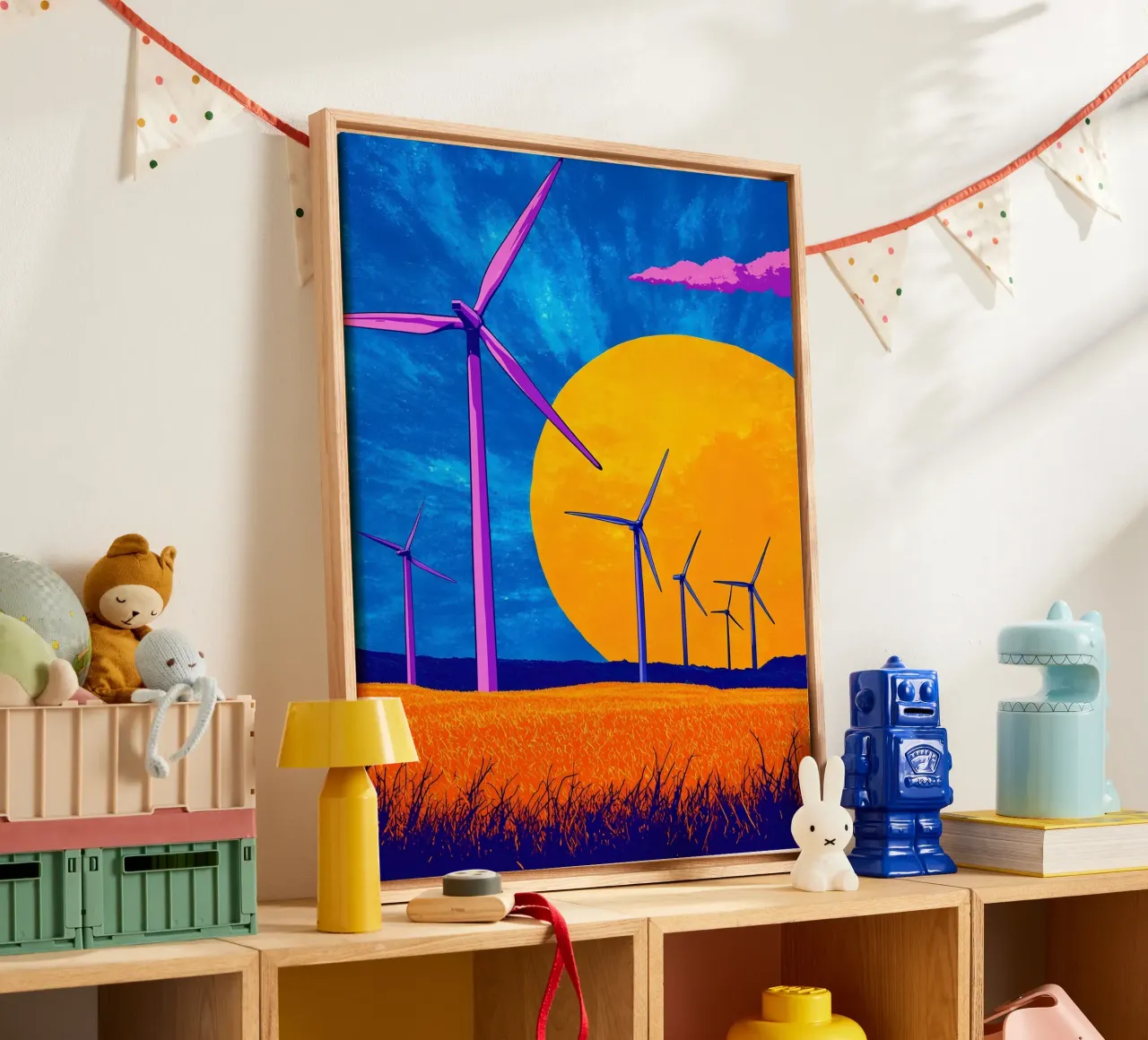 Turbine eoliche - Pop Art tela con Cornice a cassetta da ColorCrash Gallery