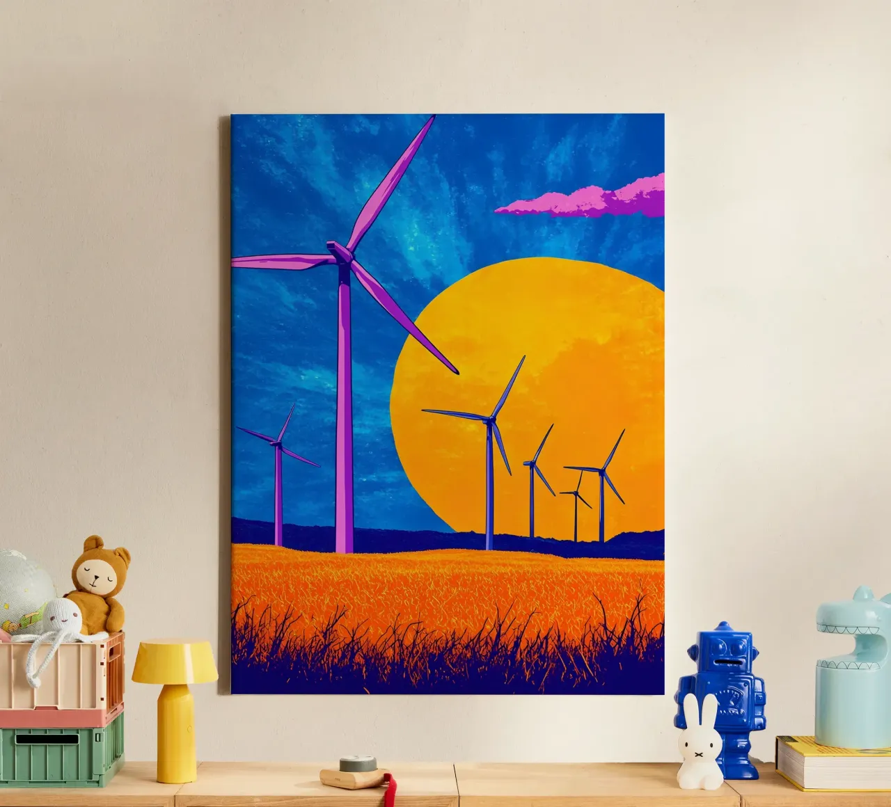 Turbine eoliche - Pop Art tela con Cornice a cassetta da ColorCrash Gallery
