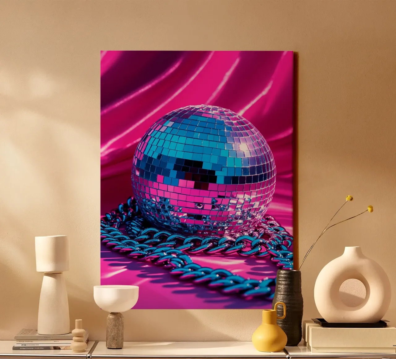 Chained Disco Ball - Pop Art canvas by ColorCrash Gallery