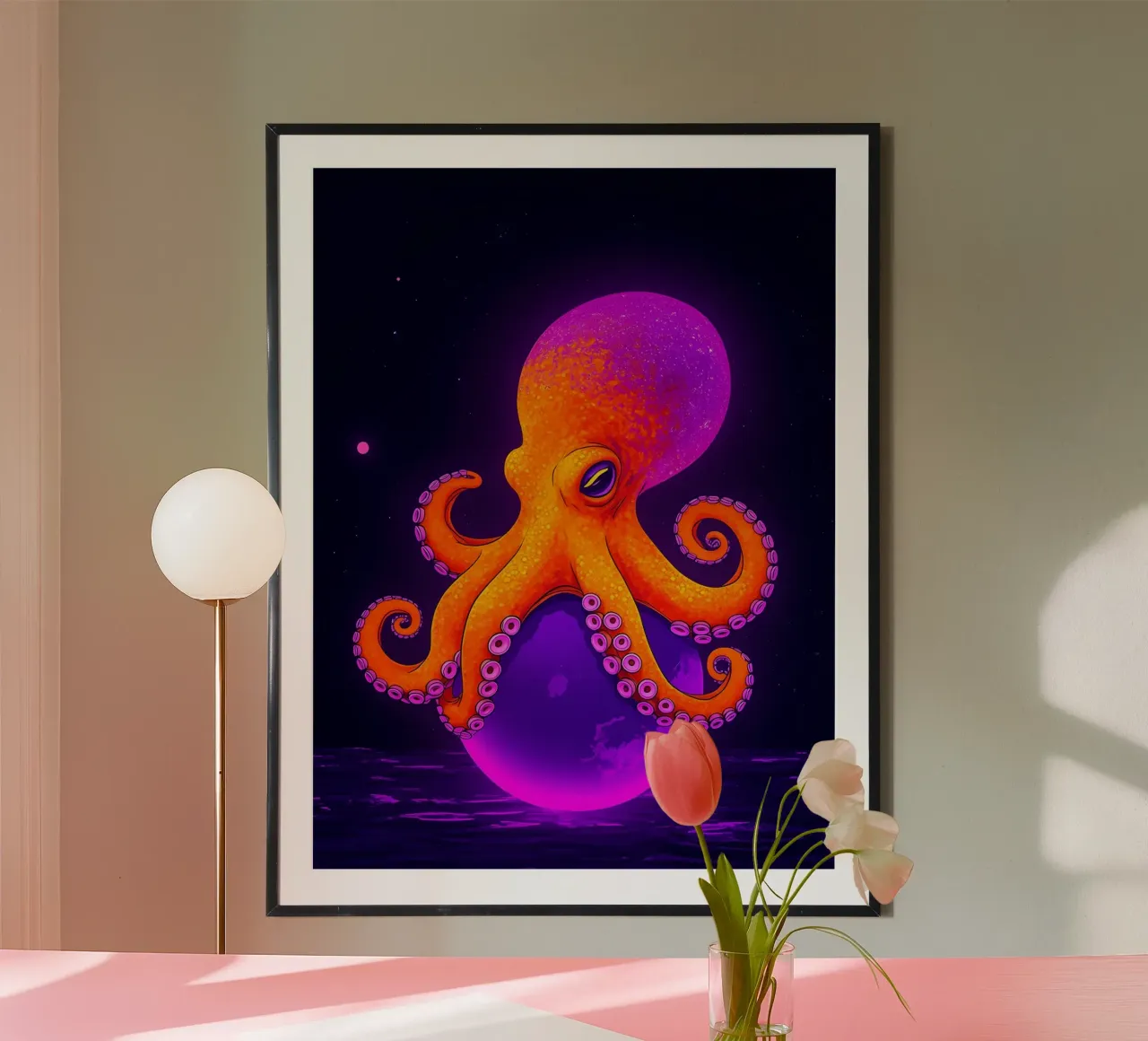 Polpo - Pop Art poster con telaio in plastica da ColorCrash Gallery