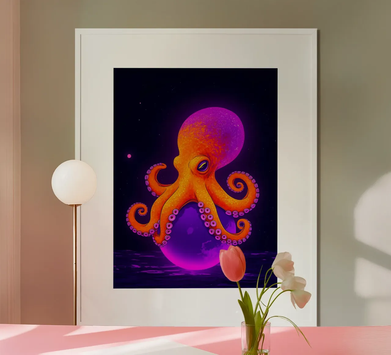 Polpo - Pop Art poster con telaio in plastica da ColorCrash Gallery