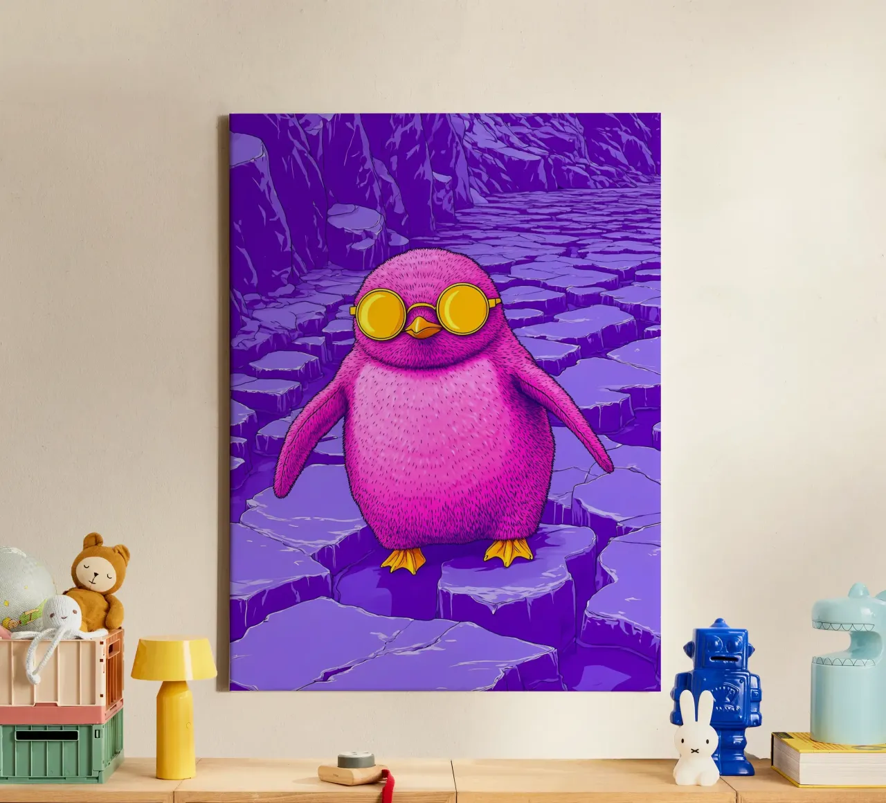 Pinguino con gli occhiali - Pop Art tela con Cornice a cassetta da ColorCrash Gallery