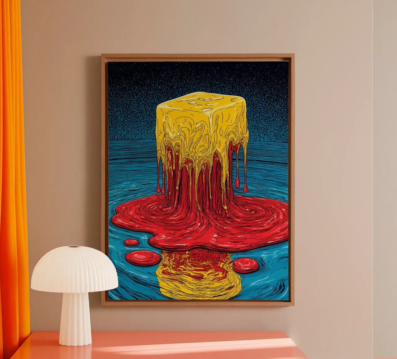 Buntes schmelzendes Eis - Pop Art Leinwand mit Schattenfugenrahmen von ColorCrash Gallery