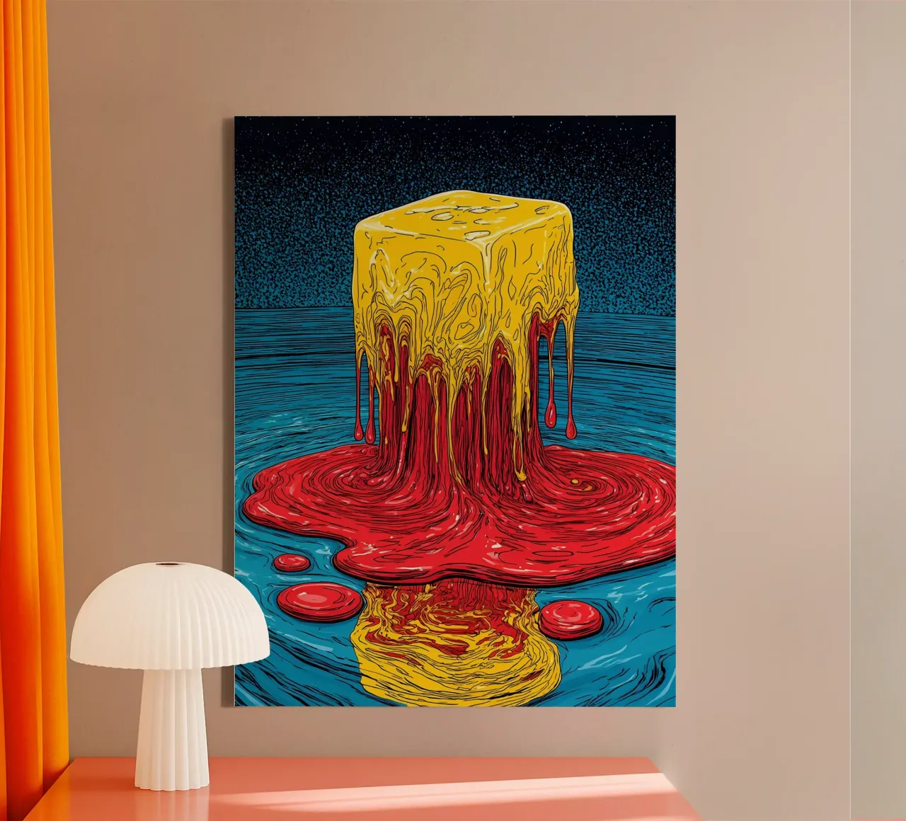 Buntes schmelzendes Eis - Pop Art Leinwand mit Schattenfugenrahmen von ColorCrash Gallery