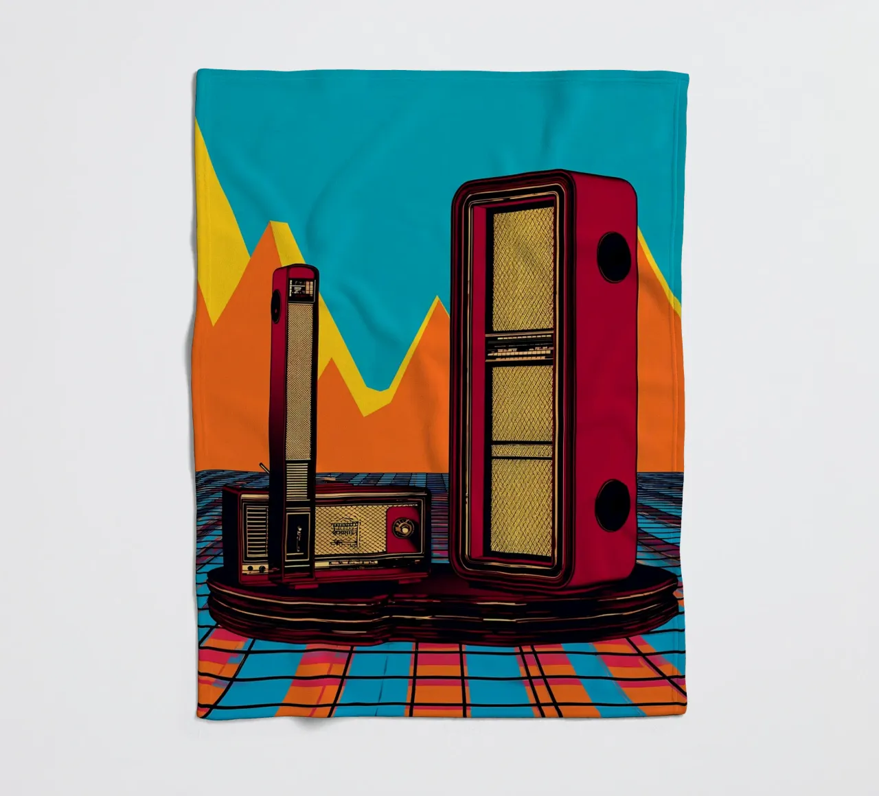 Sistema musicale retrò - Pop Art coperta in pile da ColorCrash Gallery