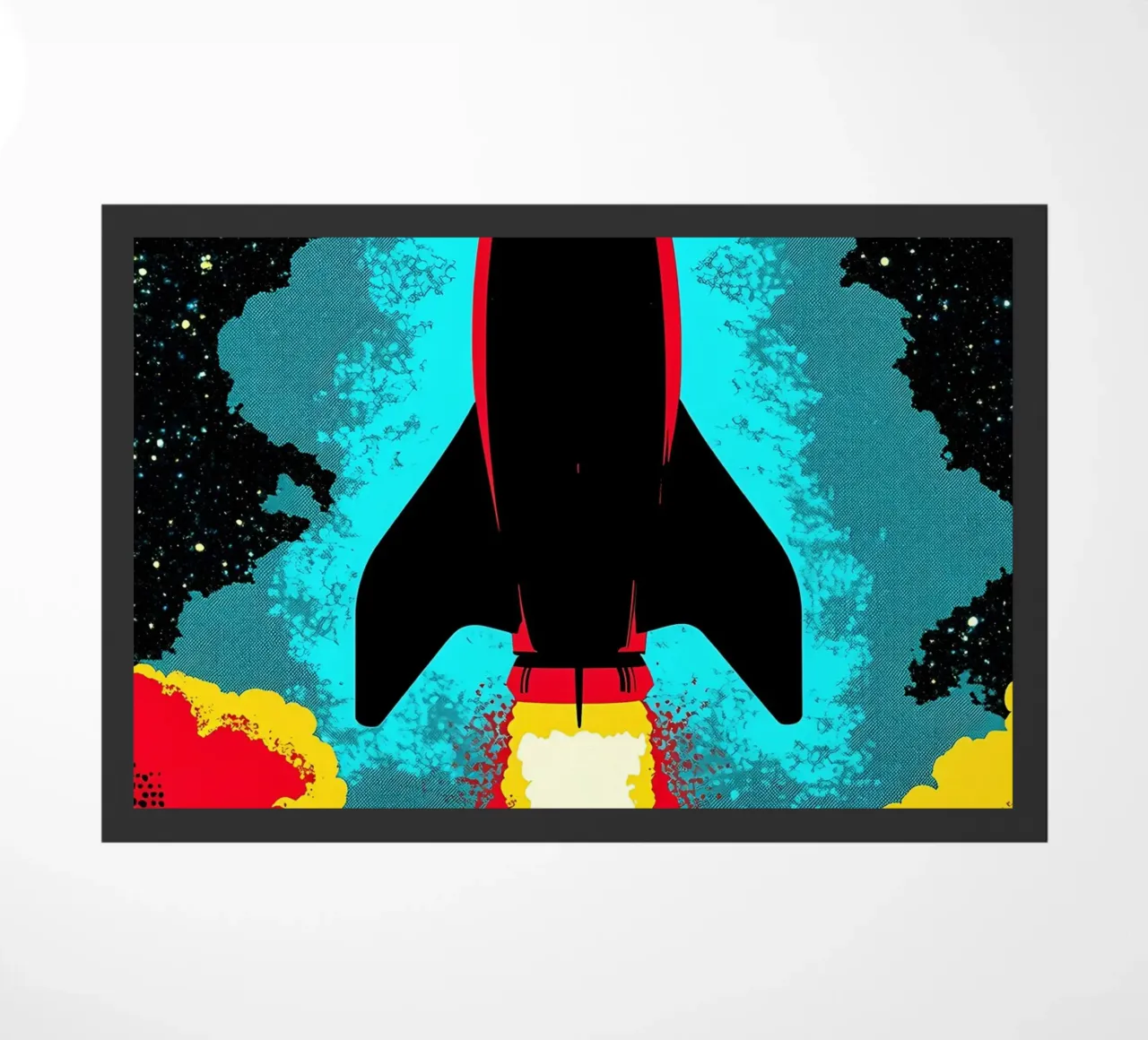 Rocket In Space - Pop Art doormat by ColorCrash Gallery
