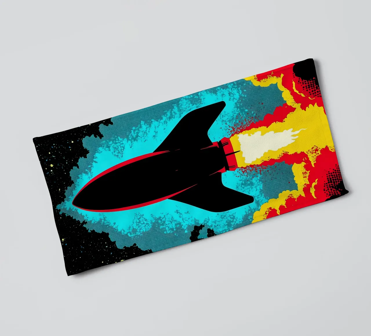 Rocket In Space - Pop Art towel by ColorCrash Gallery