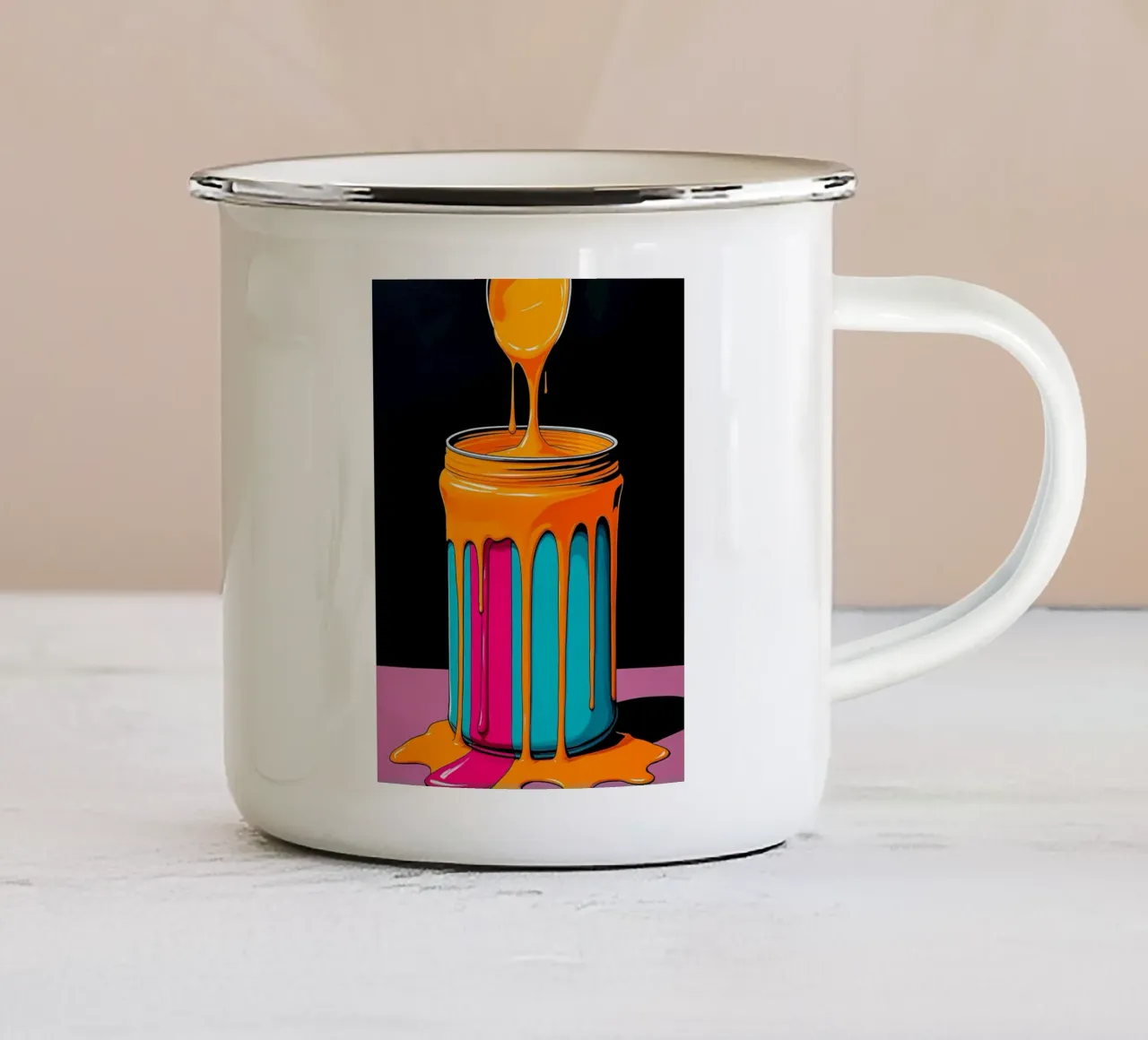 Lattina di dolore - Pop Art tazza in smalto da ColorCrash Gallery