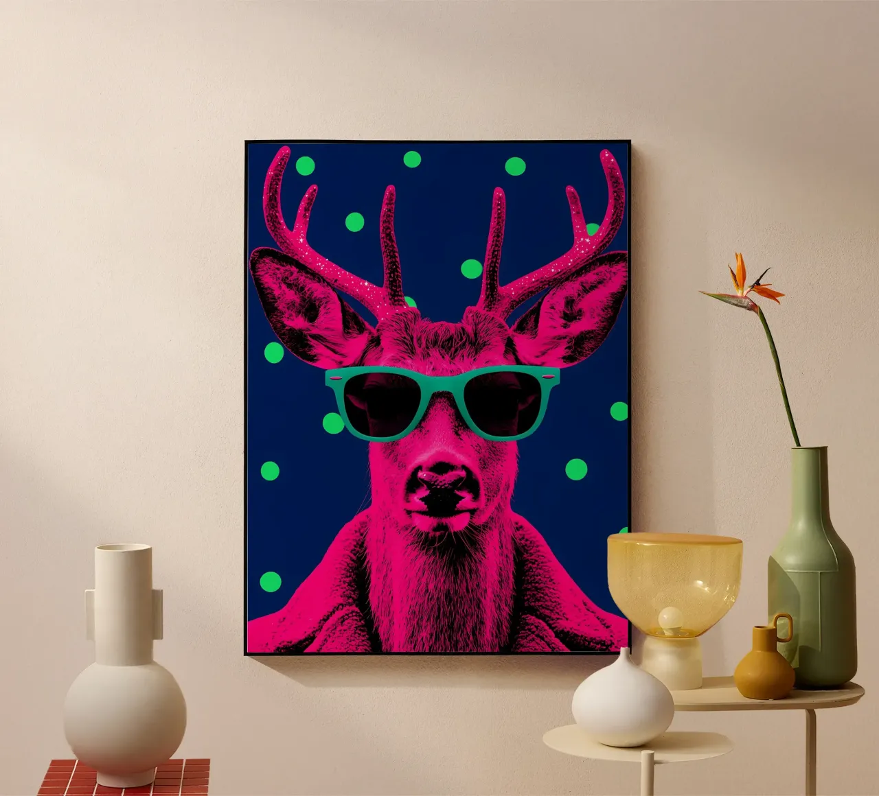Cervo con occhiali da sole - Pop Art plexiglass da ColorCrash Gallery