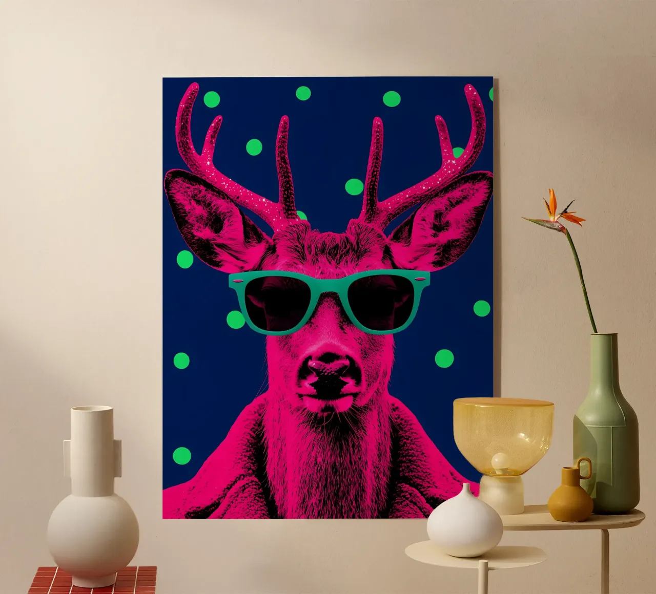 Cervo con occhiali da sole - Pop Art plexiglass da ColorCrash Gallery