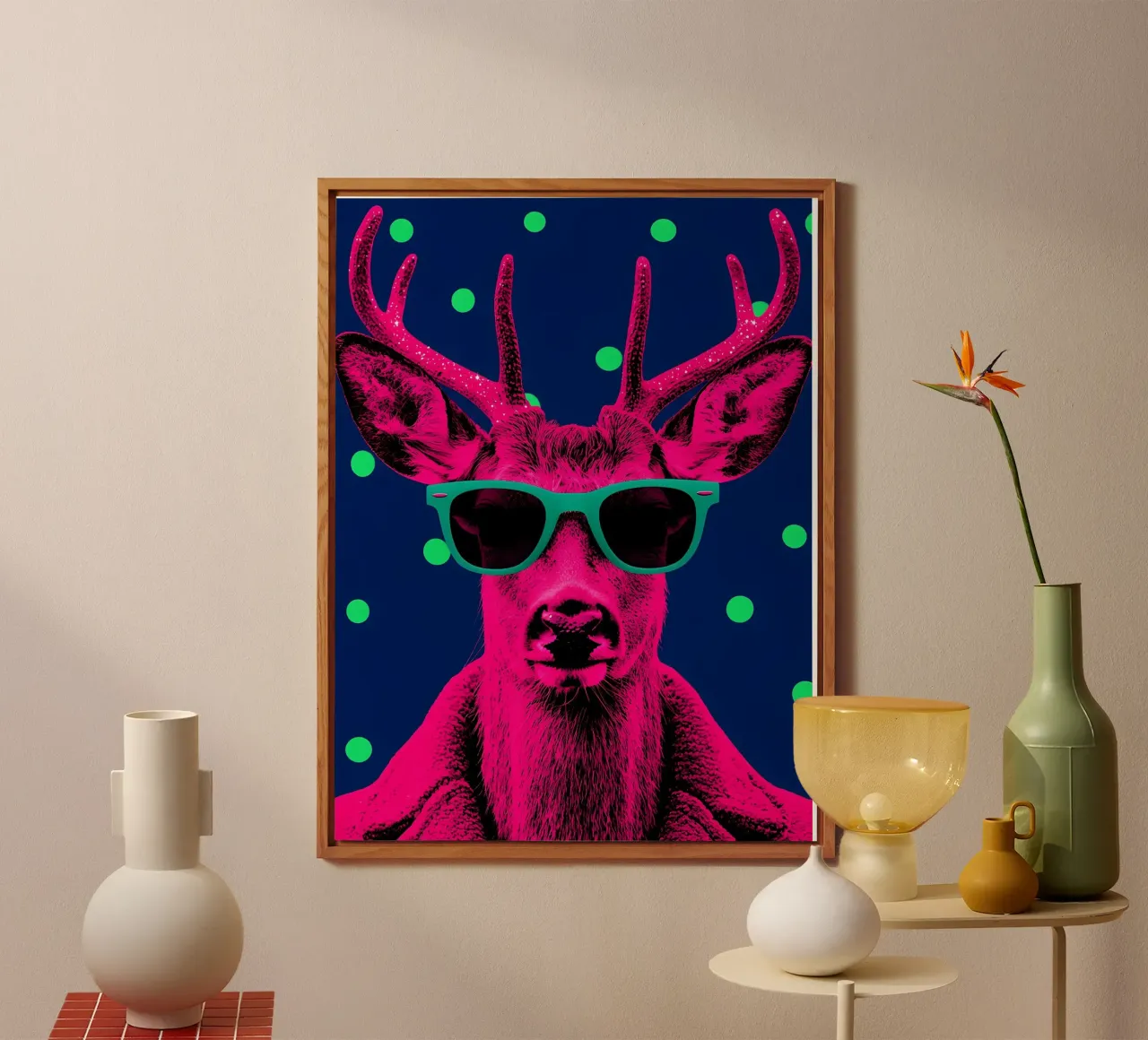Cervo con occhiali da sole - Pop Art alluminio dibond da ColorCrash Gallery