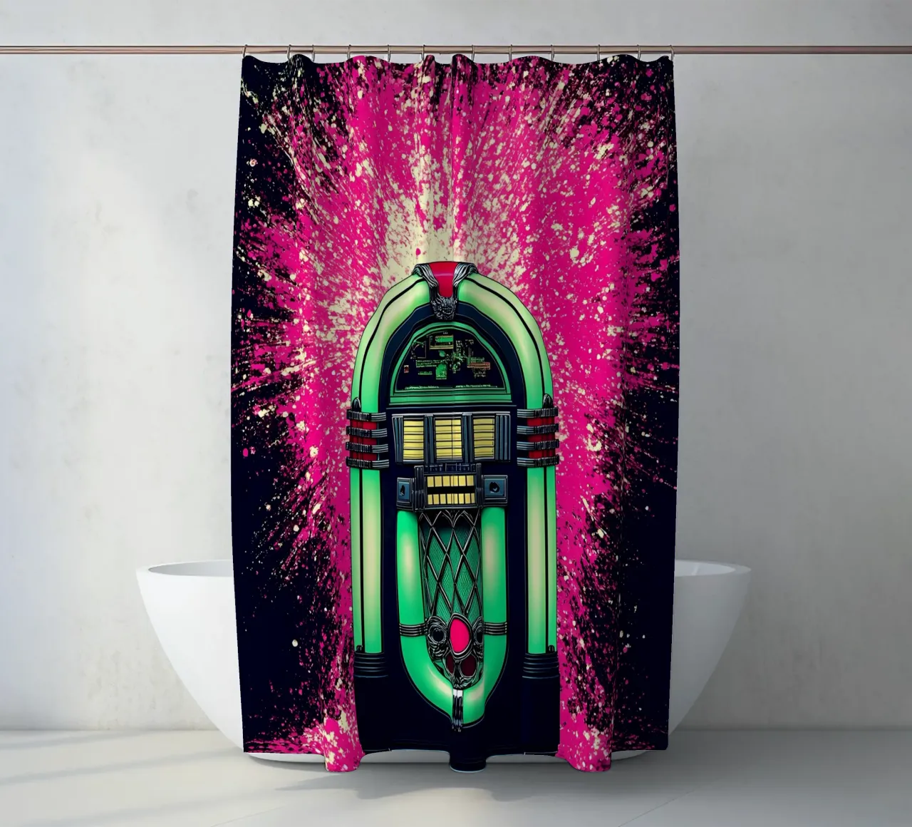 Retro Jukebox - Pop Art shower curtain by ColorCrash Gallery