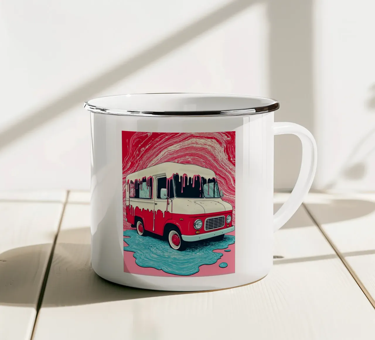 Furgone dei gelati - Pop Art tazza in smalto da ColorCrash Gallery