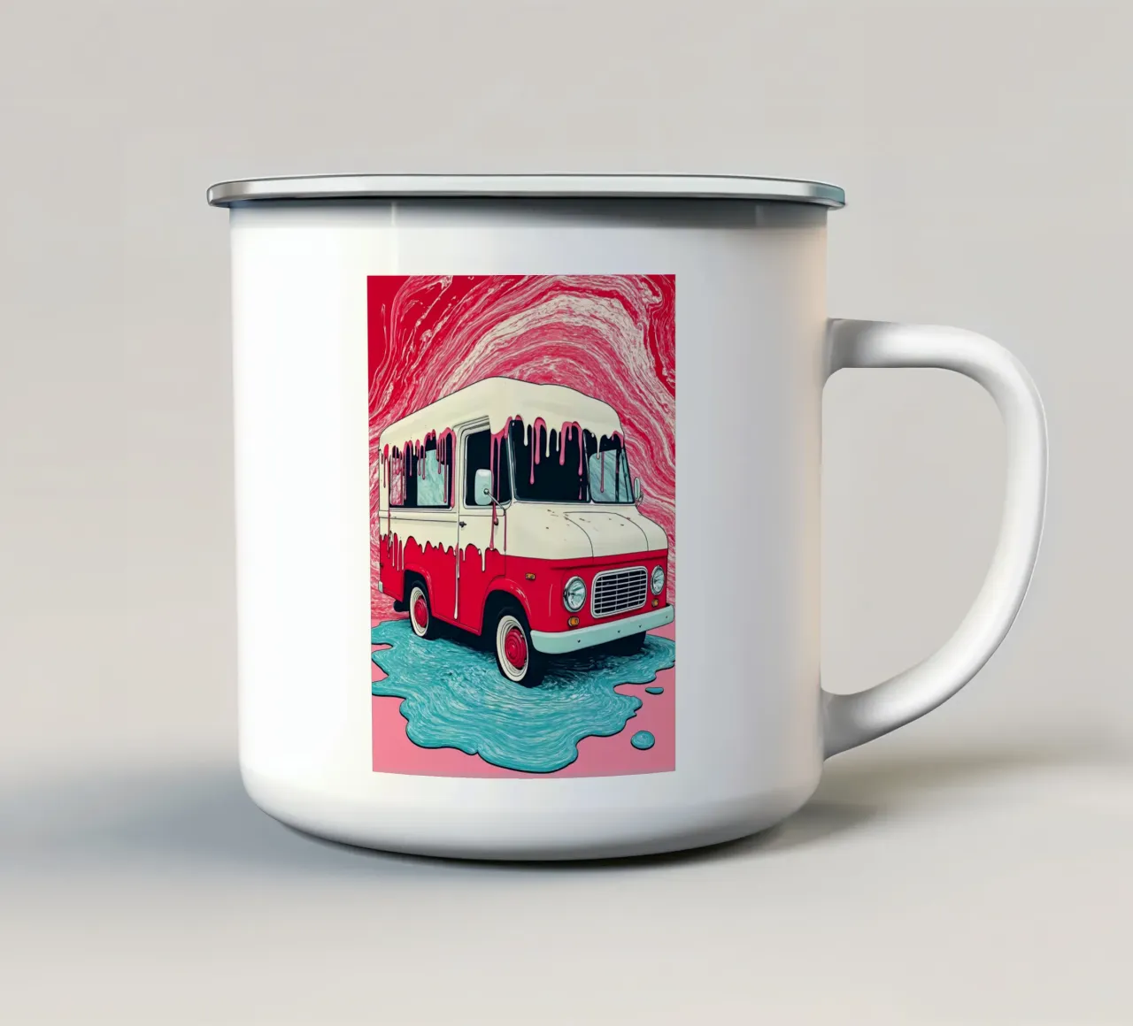 Furgone dei gelati - Pop Art tazza in smalto da ColorCrash Gallery