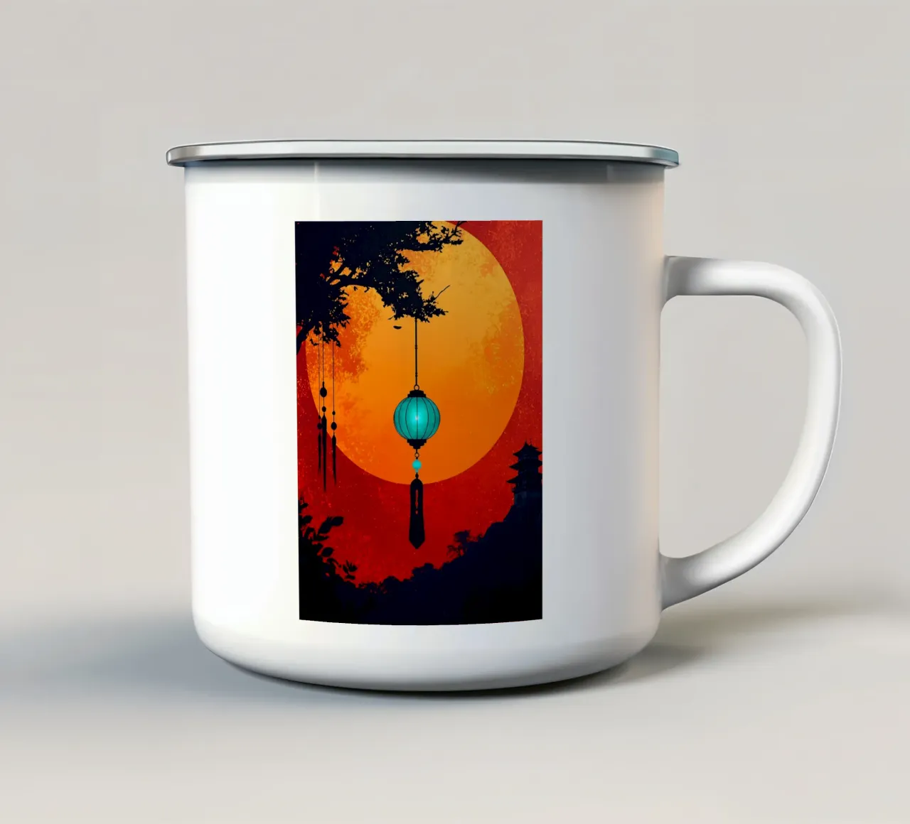 Lanterna nella luna - Pop Art tazza in smalto da ColorCrash Gallery