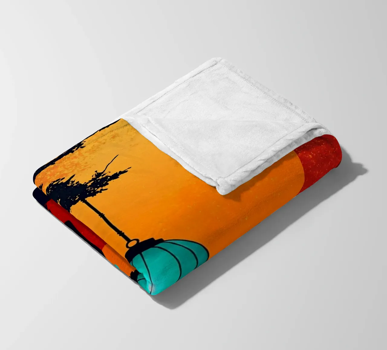 Lantern In Moon - Pop Art fleece blanket by ColorCrash Gallery