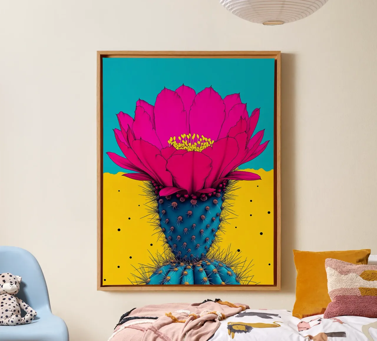 Cactusbloem - Pop Art canvas met Baklijst van ColorCrash Gallery