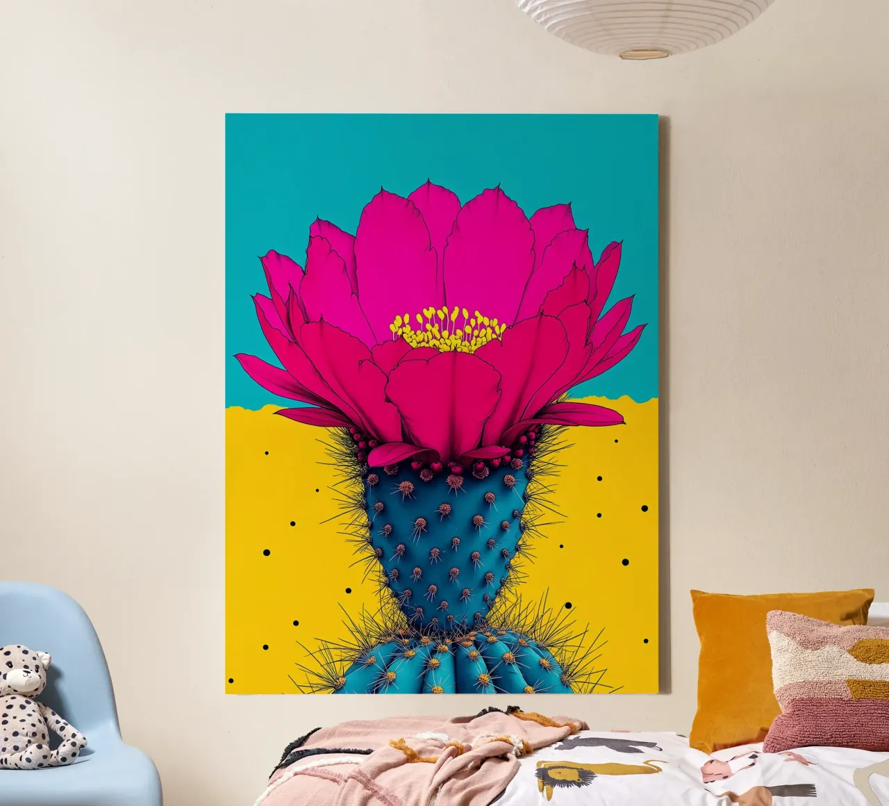 Cactusbloem - Pop Art canvas met Baklijst van ColorCrash Gallery