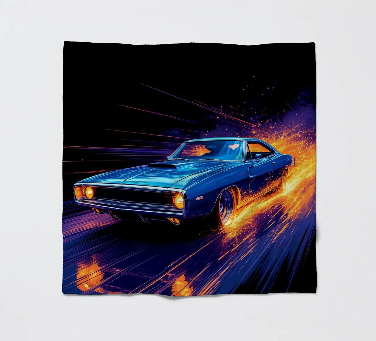Auto muscolare retrò - Pop Art coperta in pile da ColorCrash Gallery
