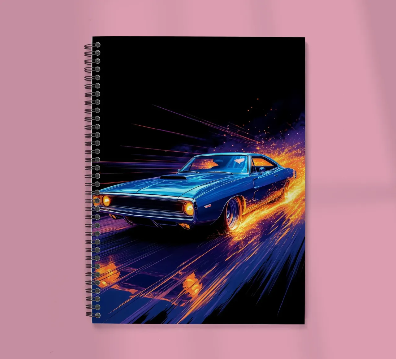 Retro Muscle Car - Pop Art spiral notebook by ColorCrash Gallery