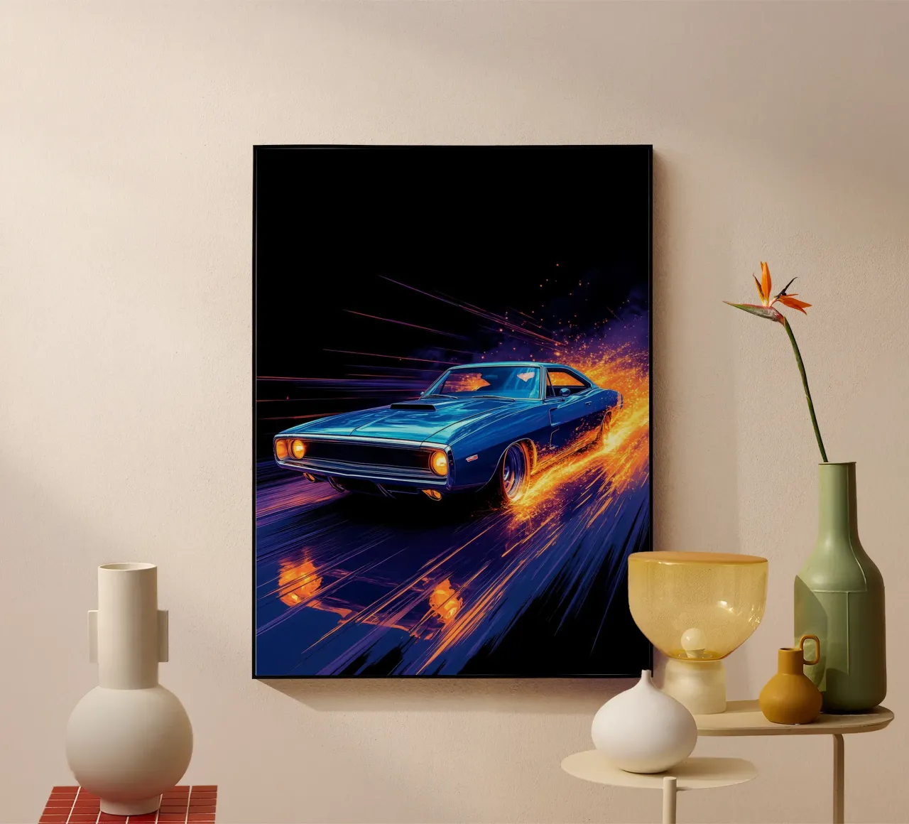 Retro Muscle Car - Pop Art acrylic glass by ColorCrash Gallery