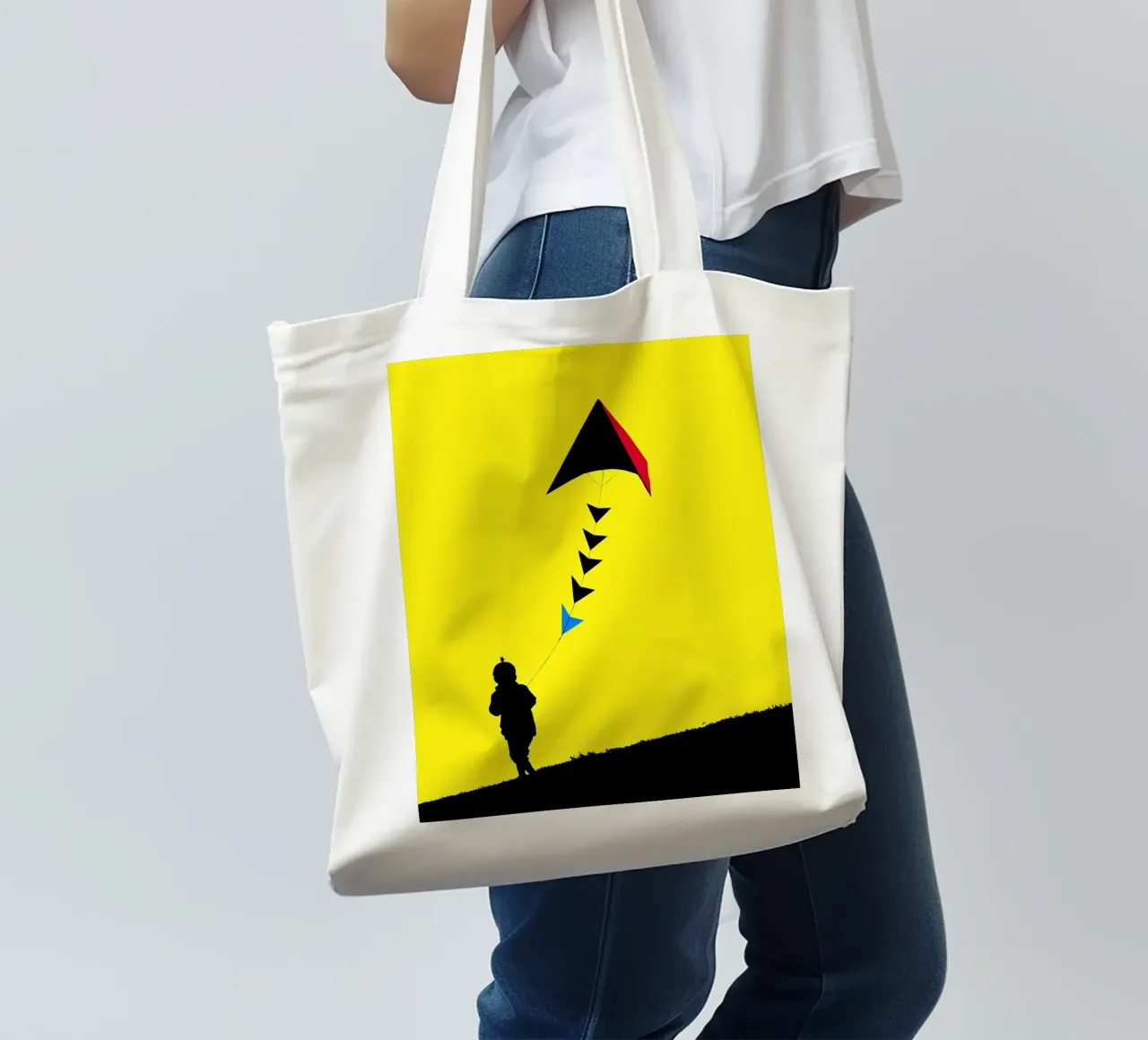 Kind mit Drachen - Pop Art Jutebeutel von ColorCrash Gallery
