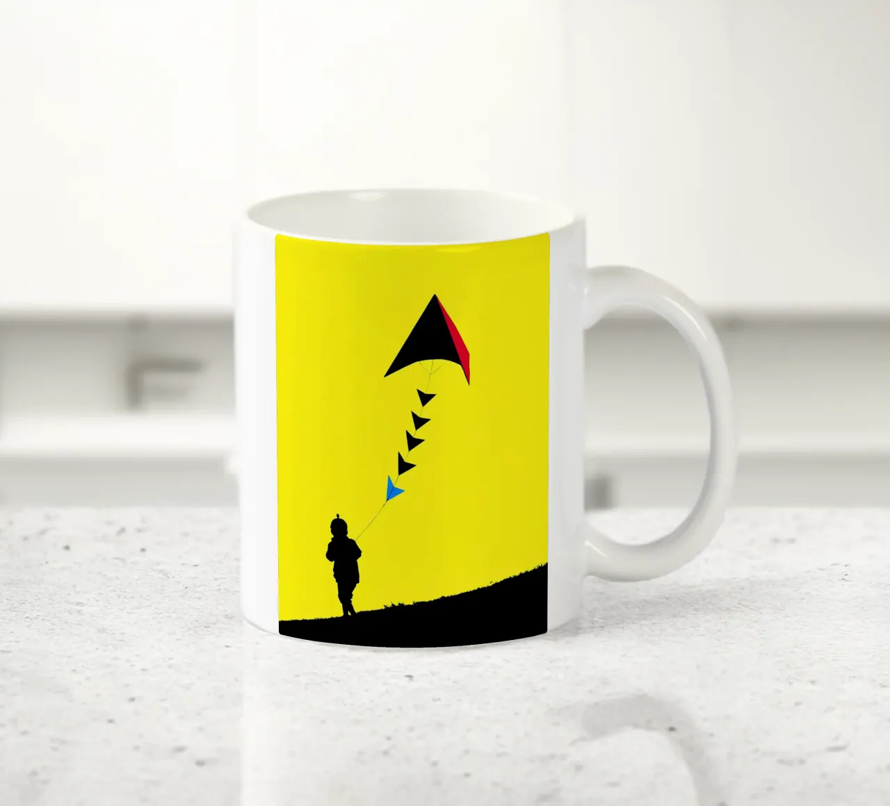 Bambino con aquilone - Pop Art tazza in ceramica da ColorCrash Gallery