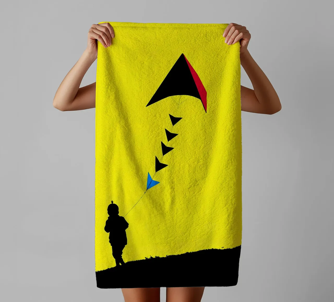 Bambino con aquilone - Pop Art asciugamano da bagno da ColorCrash Gallery