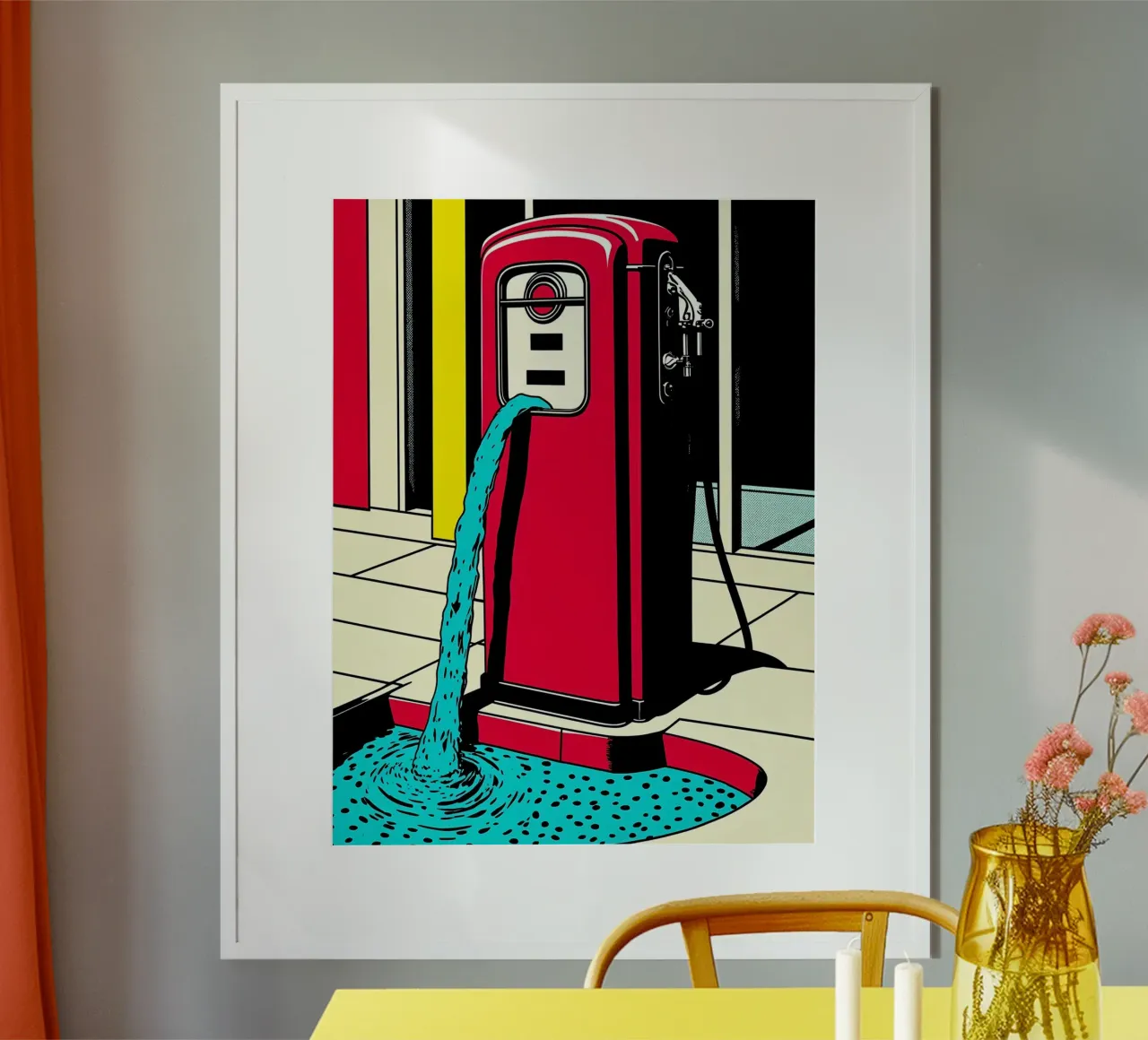 Stazione di servizio - Pop Art poster con telaio in plastica da ColorCrash Gallery