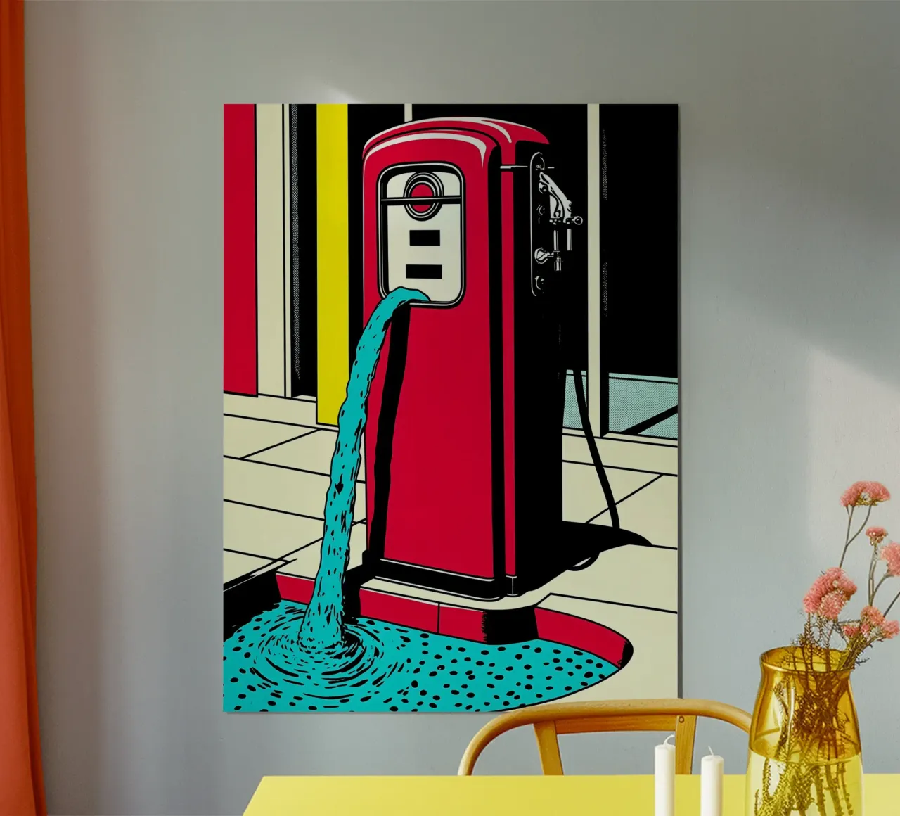 Stazione di servizio - Pop Art poster con telaio in plastica da ColorCrash Gallery