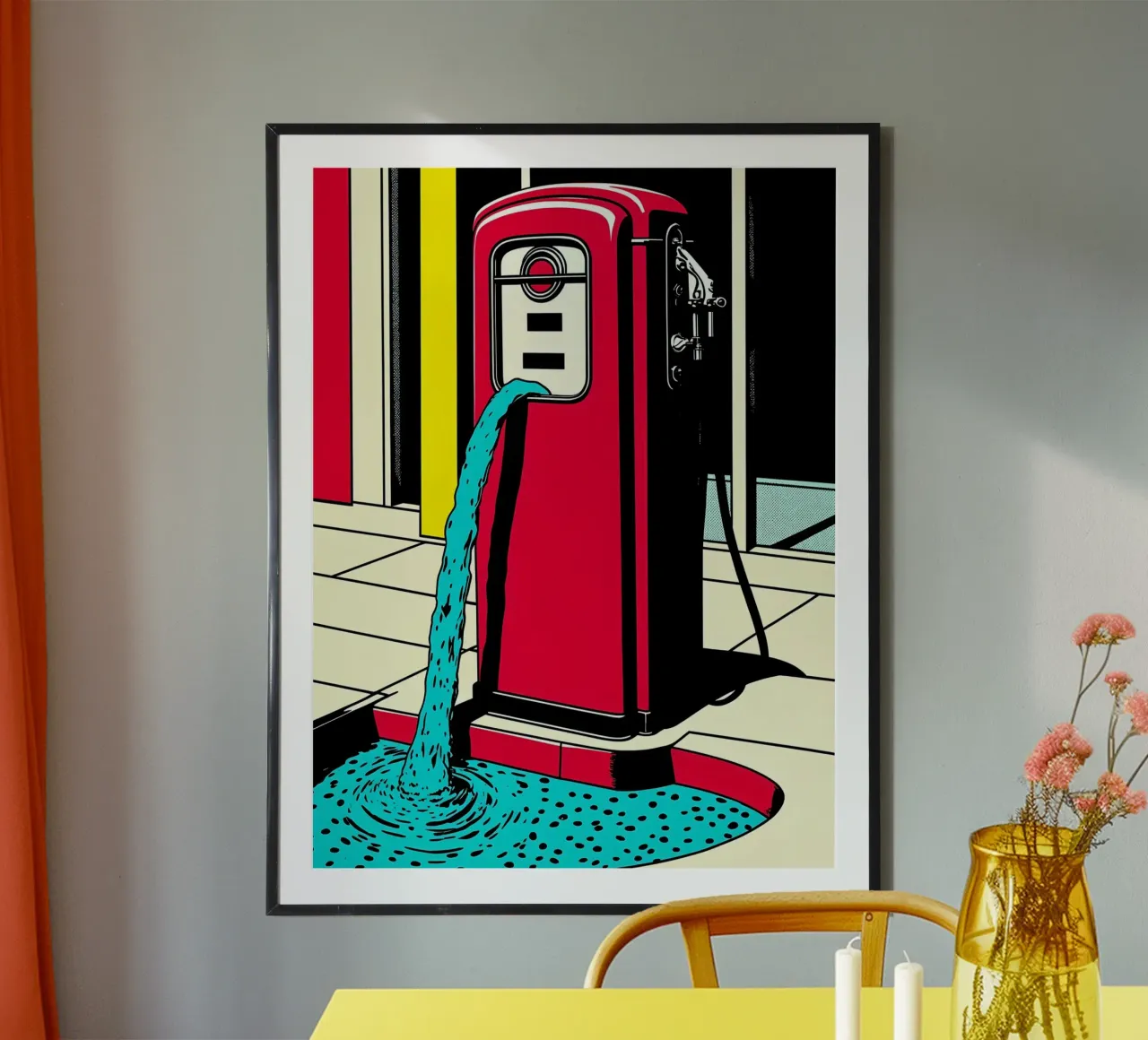 Stazione di servizio - Pop Art poster con telaio in plastica da ColorCrash Gallery