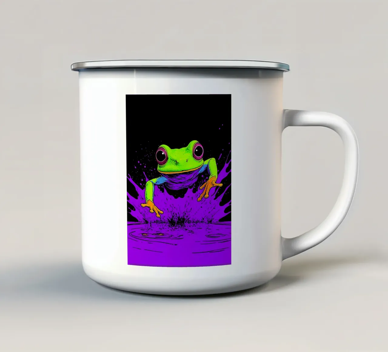 Rana che salta - Pop Art tazza in smalto da ColorCrash Gallery