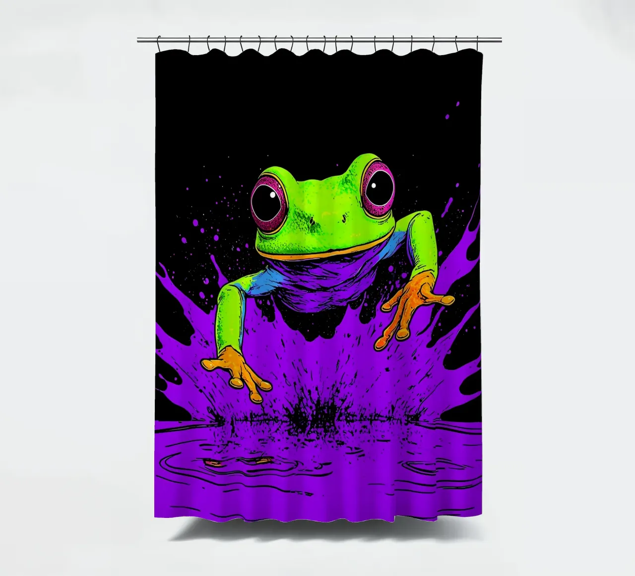 Frog Jumping - Pop Art shower curtain by ColorCrash Gallery