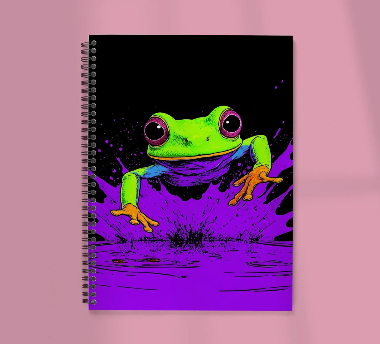 Frog Jumping - Pop Art spiral notebook by ColorCrash Gallery