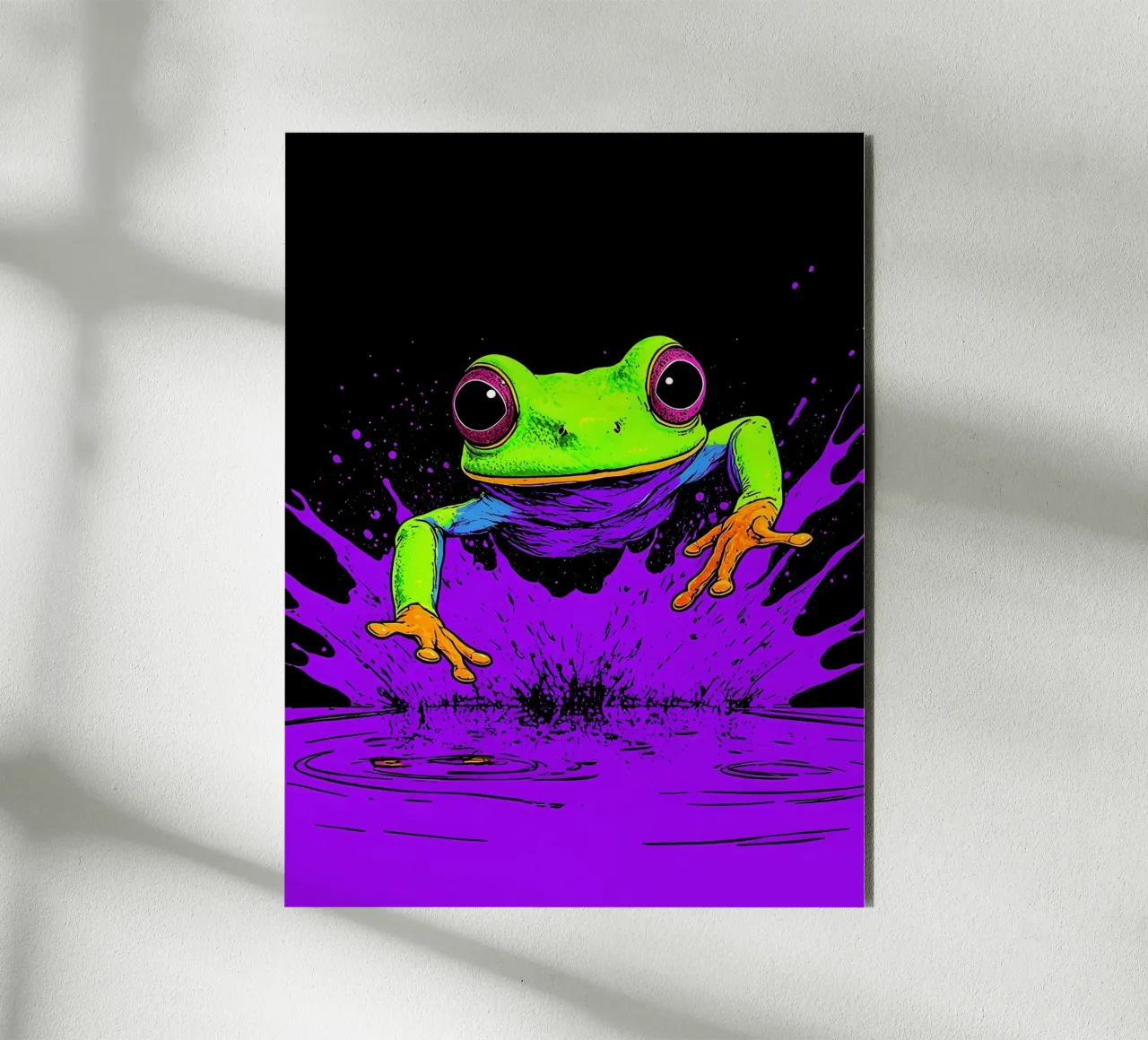 Springende kikker - Pop Art forex-plaat van ColorCrash Gallery