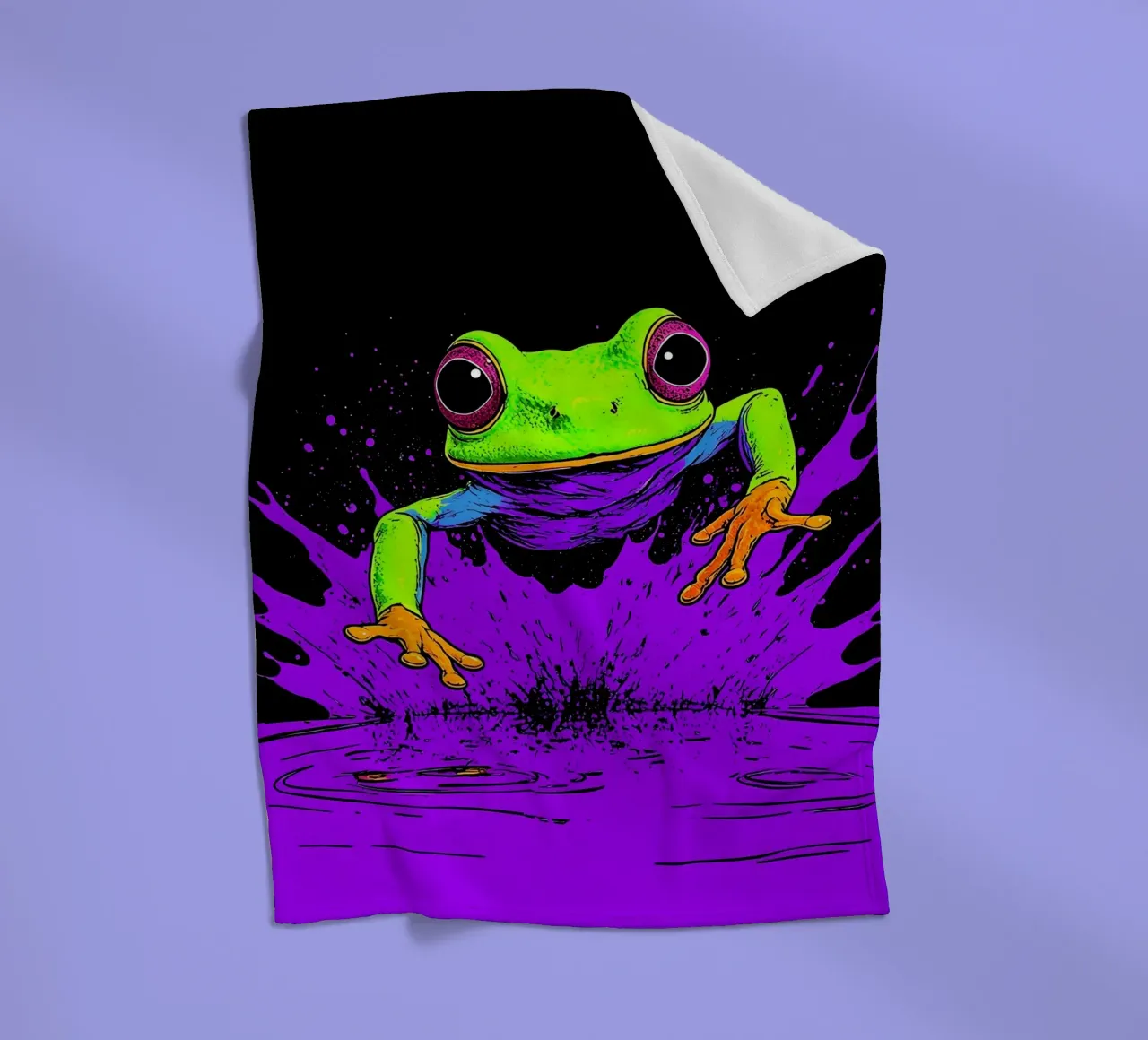 Froschsprung - Pop Art Fleecedecke von ColorCrash Gallery