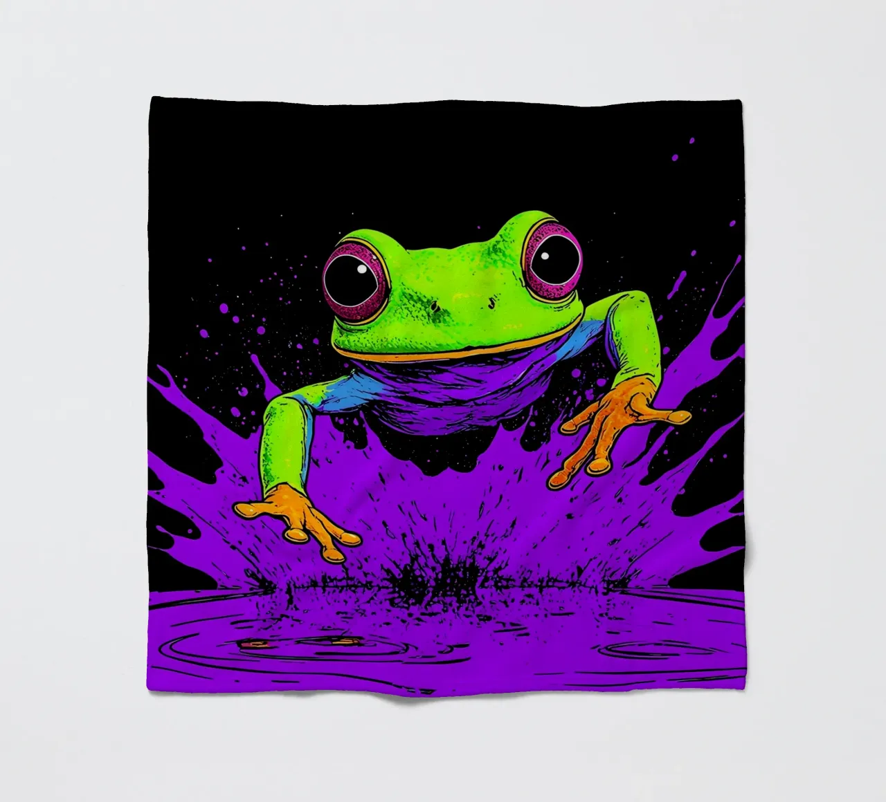Froschsprung - Pop Art Fleecedecke von ColorCrash Gallery