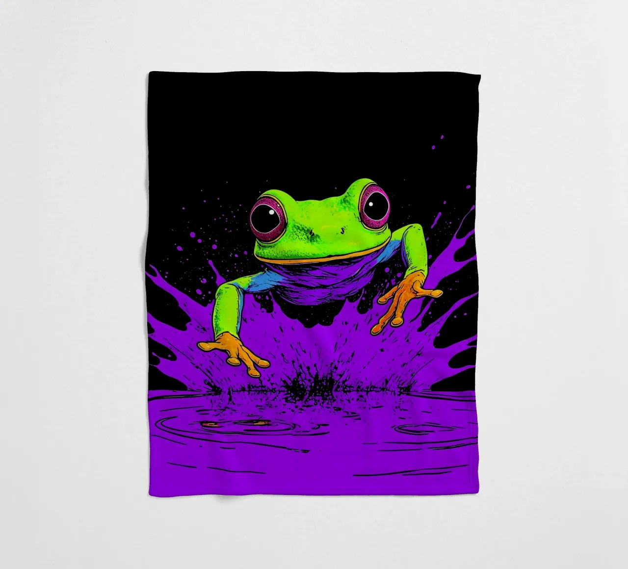 Froschsprung - Pop Art Fleecedecke von ColorCrash Gallery