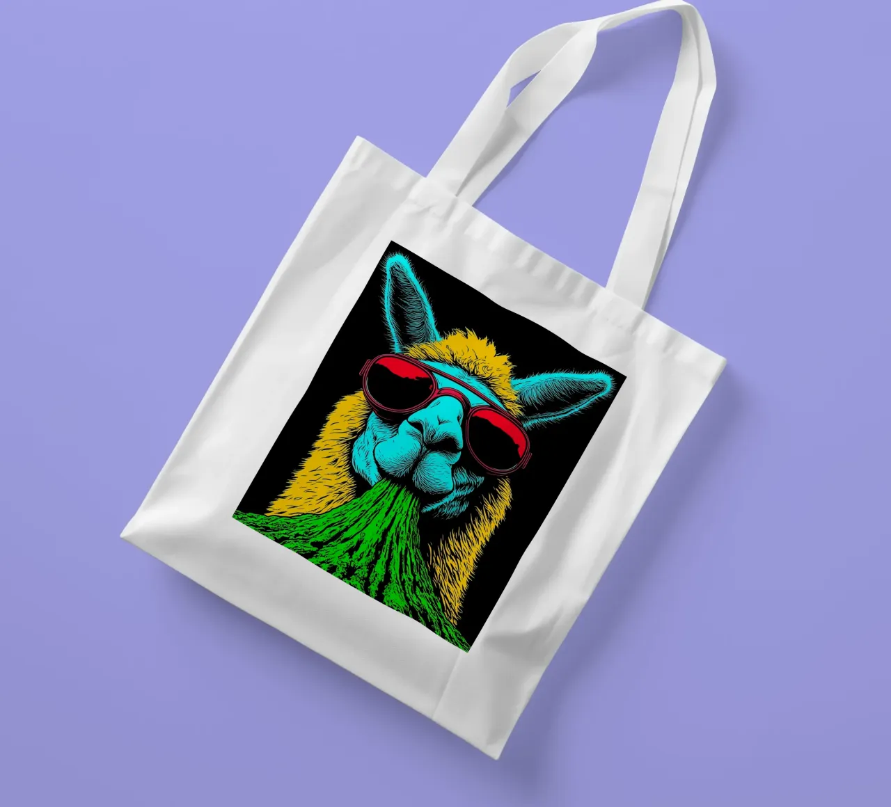 Lama con occhiali da sole - Pop Art borsa in juta da ColorCrash Gallery