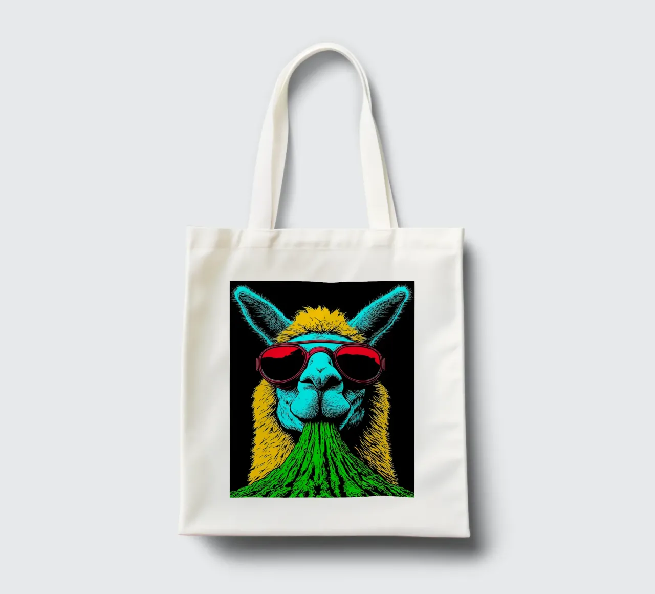 Lama con occhiali da sole - Pop Art borsa in juta da ColorCrash Gallery