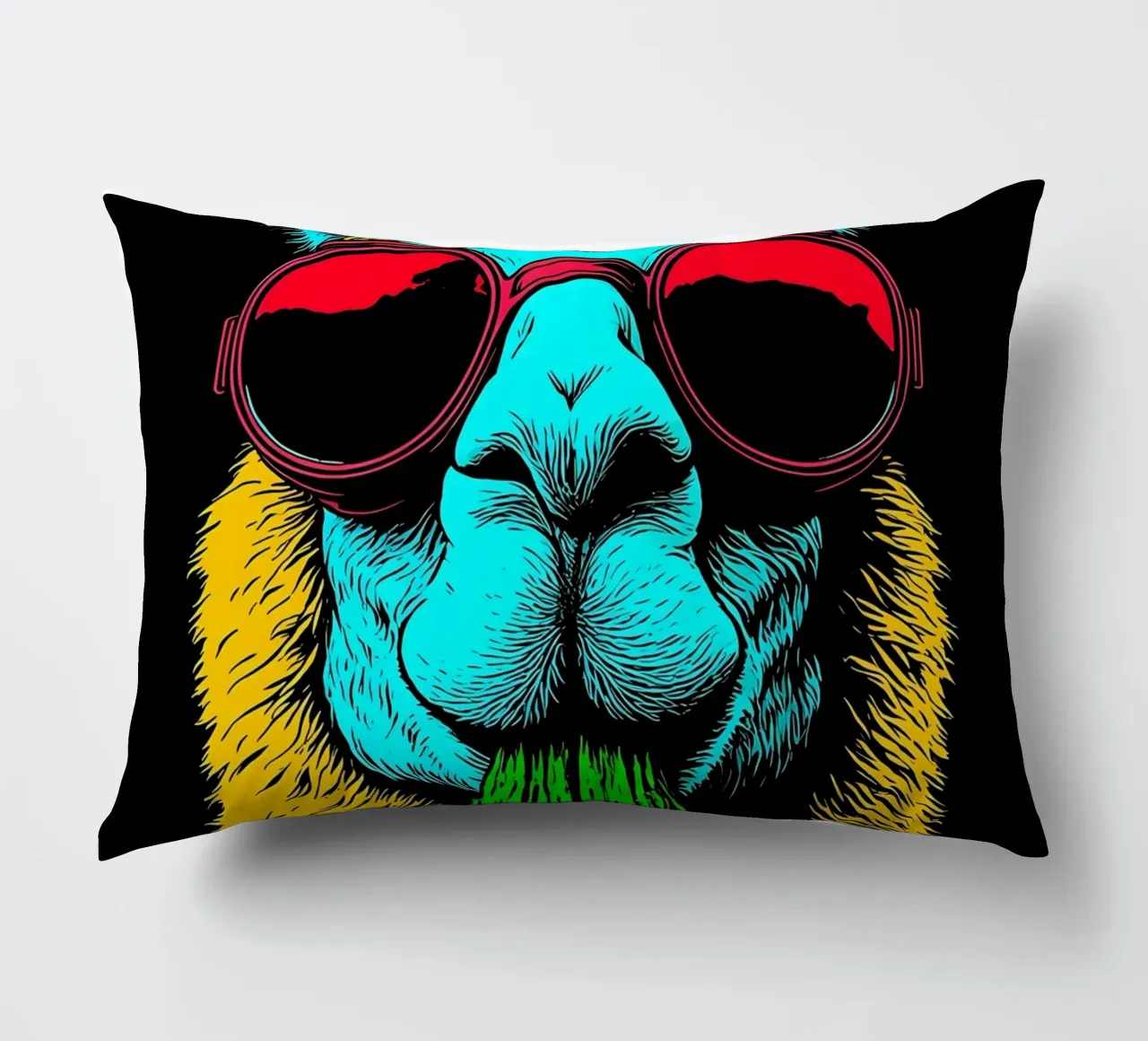 Lama con occhiali da sole - Pop Art cuscino da ColorCrash Gallery