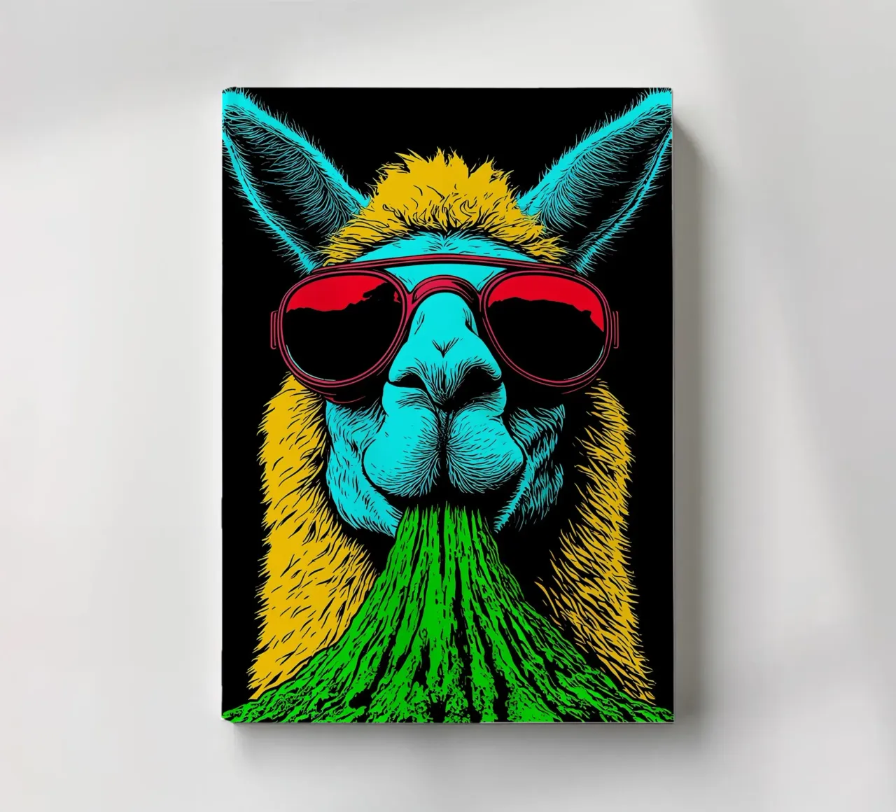 Lama mit Sonnenbrille - Pop Art Notizbuch von ColorCrash Gallery