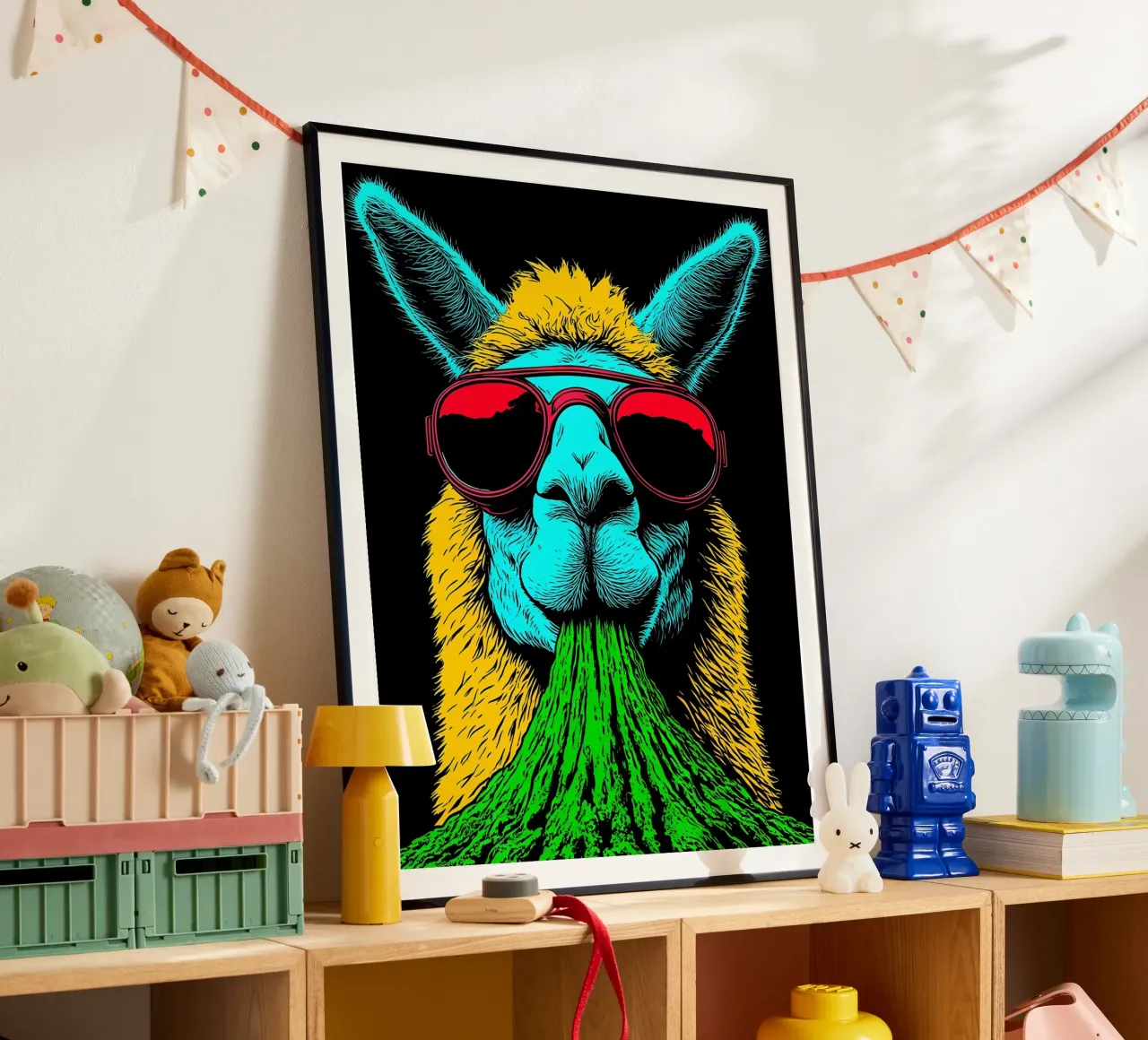 Lama con occhiali da sole - Pop Art poster da ColorCrash Gallery