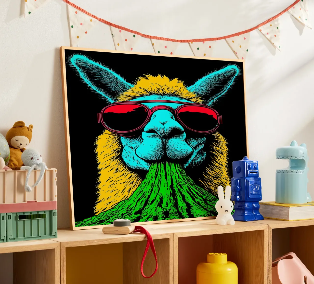 Lama con occhiali da sole - Pop Art poster da ColorCrash Gallery