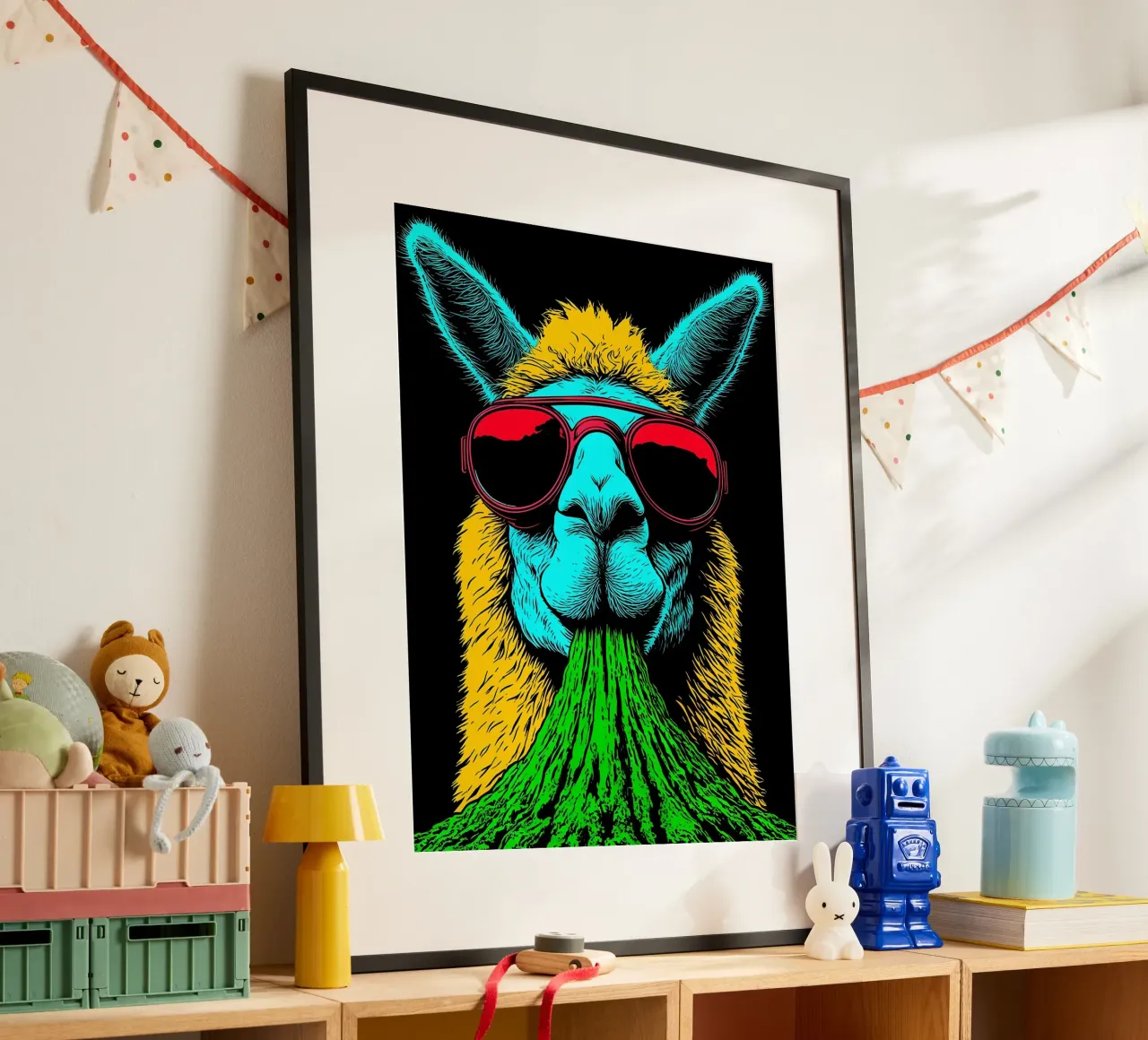 Lama con occhiali da sole - Pop Art poster da ColorCrash Gallery