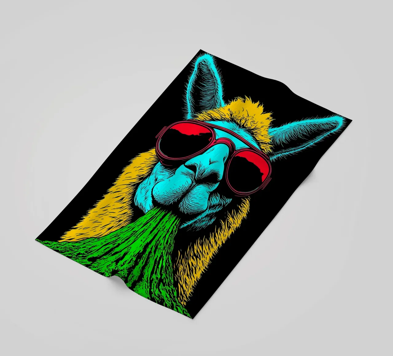Lama con occhiali da sole - Pop Art telo mare da ColorCrash Gallery