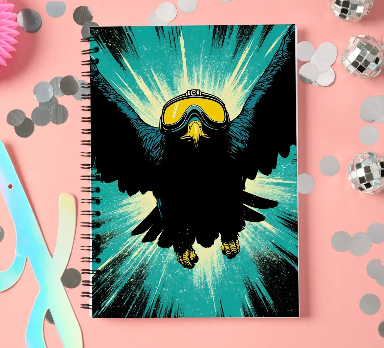 Hawk With Glasses - Pop Art spiral notebook by ColorCrash Gallery